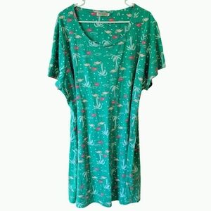 Enjoynight mint green pink flamingo long sleep dress